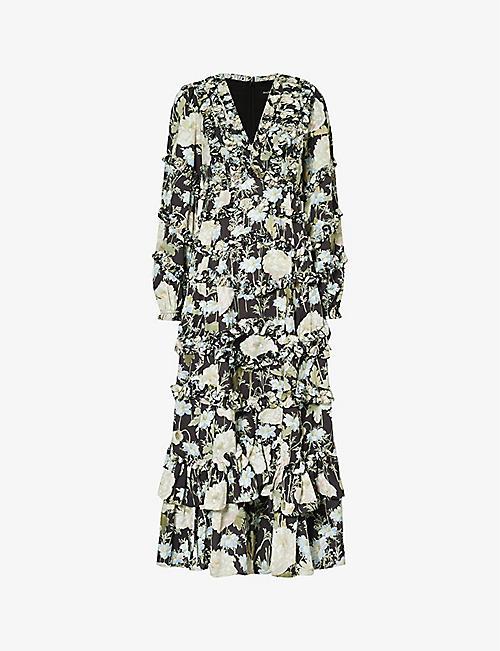 NEEDLE AND THREAD: Moonlight Petals graphic-print woven maxi dress