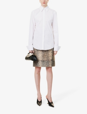 Sportmax Desio Snake-print Woven Midi Skirt In Beige Python