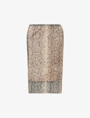 SPORTMAX: Desio snake-print woven midi skirt