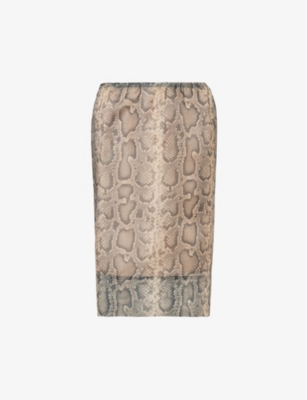 Sportmax Desio Snake-print Woven Midi Skirt In Beige Python