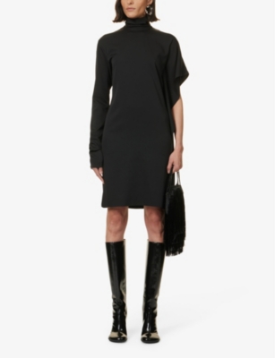 SPORTMAX: Circolo asymmetric stretch-silk midi dress