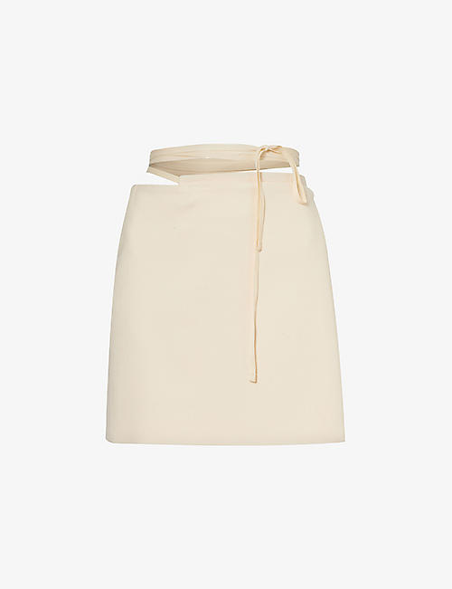 SPORTMAX: Genny wrap-around stretch-wool mini skirt