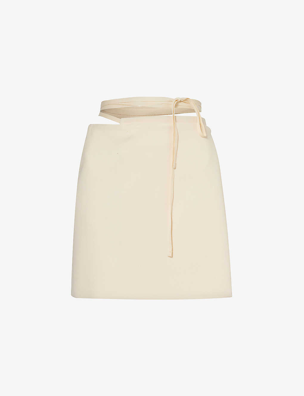 Sportmax Genny Wrap-around Stretch-wool Mini Skirt In Vanilla