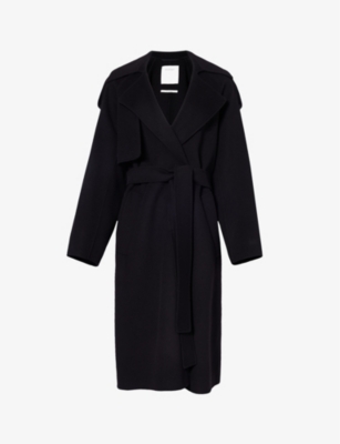Shop Sportmax Fiore Notch-lapel Wool Coat In Black