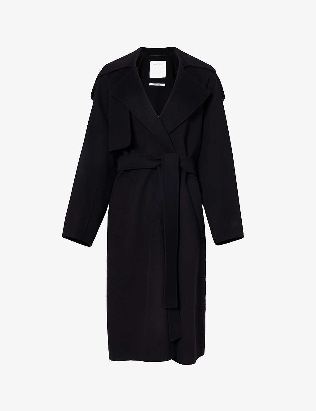 Shop Sportmax Women's Black Fiore Notch-lapel Wool Coat