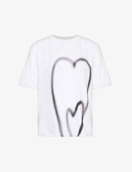 SPORTMAX: Luis heart-print cotton-jersey T-shirt
