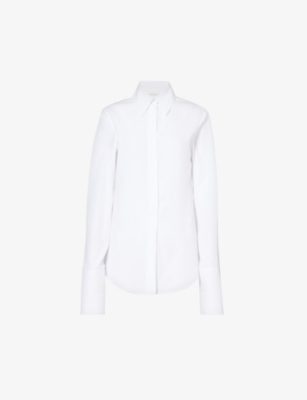 Sportmax Womens Optical White Cobea Regular-fit Cotton-poplin Shirt