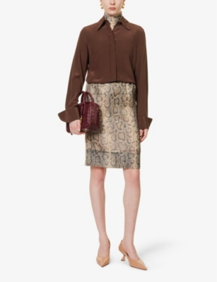 SPORTMAX: Lelia curved-hem silk shirt