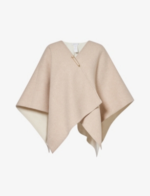 Max Mara Reversible Alpaca Cape In Sand
