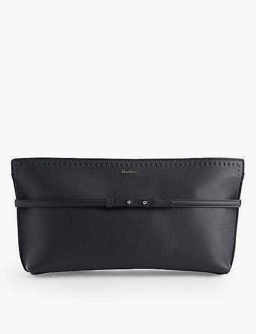 MAX MARA: Archetipo logo-embellished leather clutch bag
