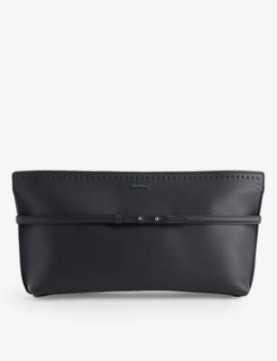 Shop Max Mara Archetipo Logo-embellished Leather Clutch Bag In Black