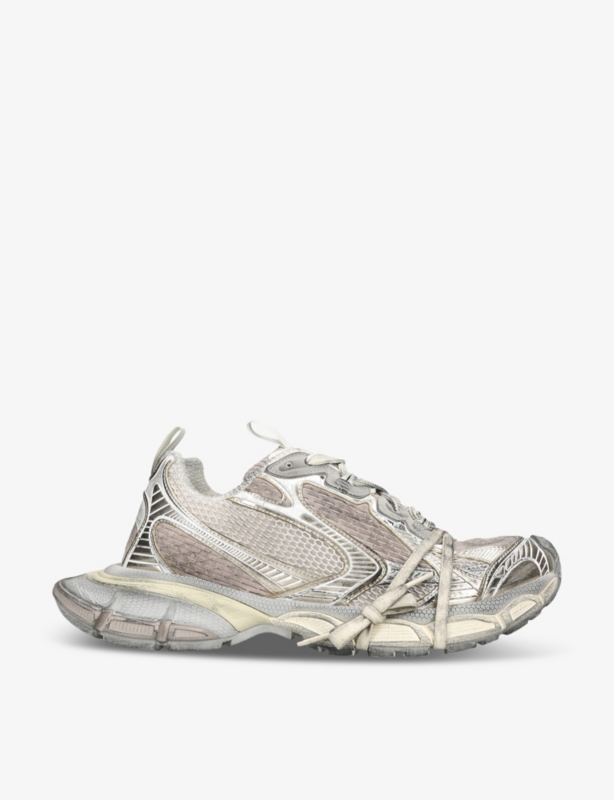 3XL logo-embossed mesh low-top trainers