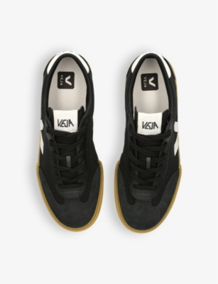 Shop Veja Mens  Volley V-logo Canvas Low-top Trainers In Blk/white