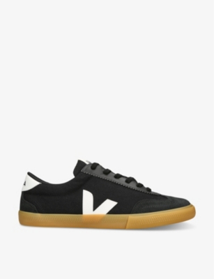 Shop Veja Men's Blk/white Volley V-logo Canvas Low-top Trainers