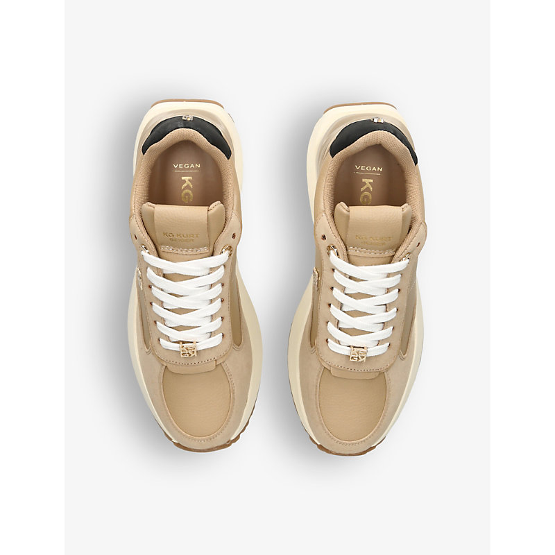 Shop Kg Kurt Geiger Louisa Logo-badge Faux-leather Low-top Trainers In Camel