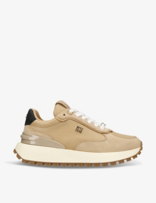 Kg Kurt Geiger Louisa Logo-badge Faux-leather Low-top Trainers In Camel