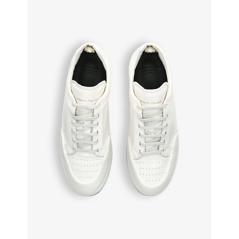Shop Officine Creative Men's White Ace Perforated Leather Low-top Trainers
