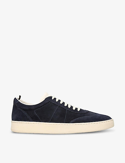 OFFICINE CREATIVE: Kombi logo-embossed suede and leather low-top trainers
