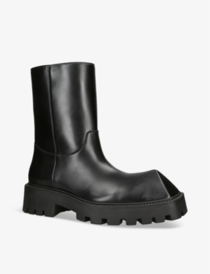 Shop Balenciaga Men's Black Rhino Chunky-sole Leather Boots
