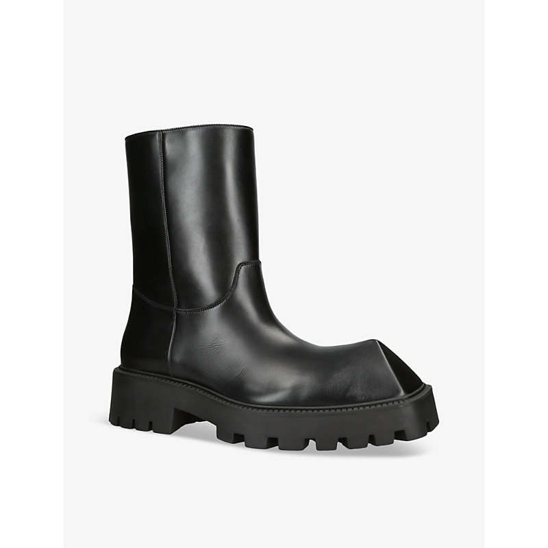 Shop Balenciaga Men's Black Rhino Chunky-sole Leather Boots