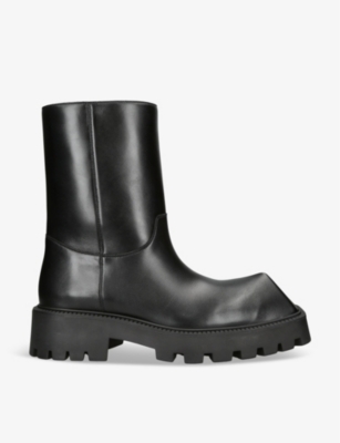 Shop Balenciaga Mens Black Rhino Chunky-sole Leather Boots