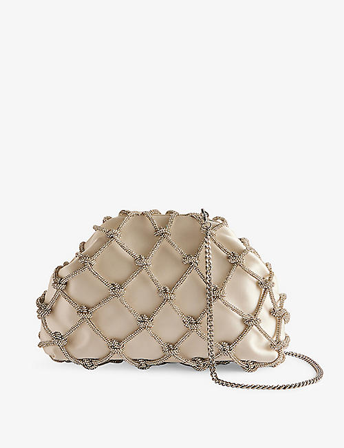TED BAKER: Kylar crystal and faux-leather clutch bag