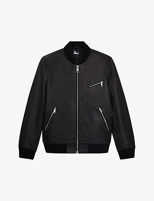 THE KOOPLES: Regular-fit ribbed-trims leather jacket
