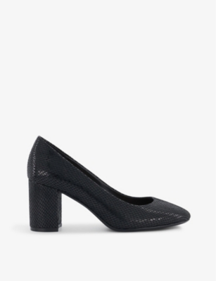 DUNE: Border patent faux-leather heeled court