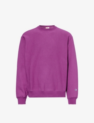 Champion Brand-appliqué Regular-fit Cotton-blend Sweatshirt In Purple