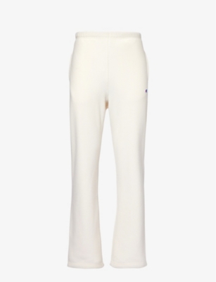 Champion Brand-appliqué Drawstring-waistband Cotton-blend Jogging Bottoms In Cream