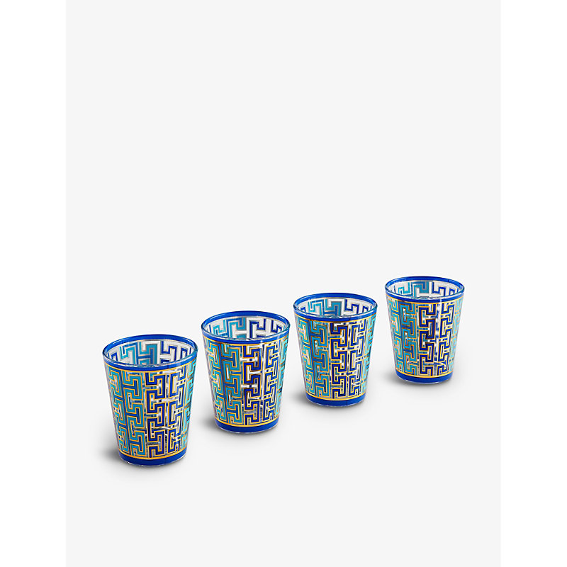 Shop Jonathan Adler Madrid Graphic-pattern Glasses Set Of Four