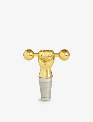 Jonathan Adler Barbell Stainless-steel And Brass Bottle Stopper 8.6cm