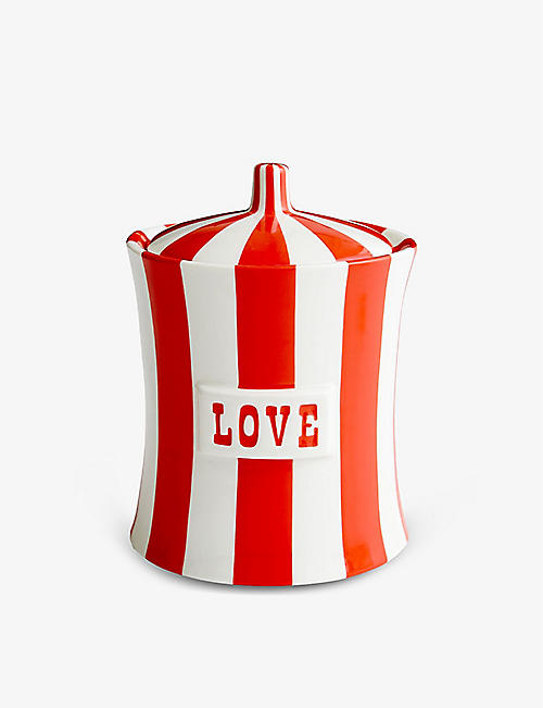 JONATHAN ADLER: Vice Love stripe-pattern porcelain canister 17cm
