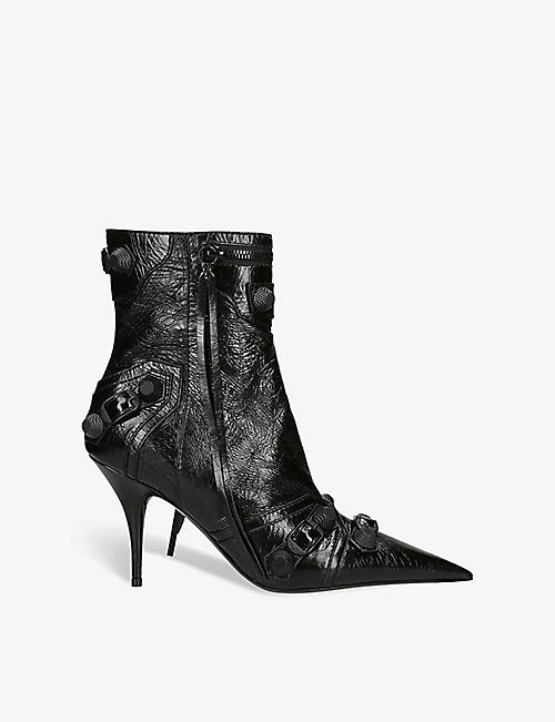 BALENCIAGA: Cagole 90 stud-embellished leather heeled ankle boots