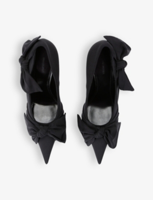 Shop Balenciaga Women's Black Knife Bow-embellished Velvet Courts