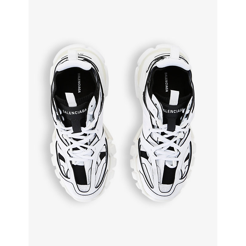 Shop Balenciaga Womens White/blk Track Nylon And Mesh Low-top Trainers