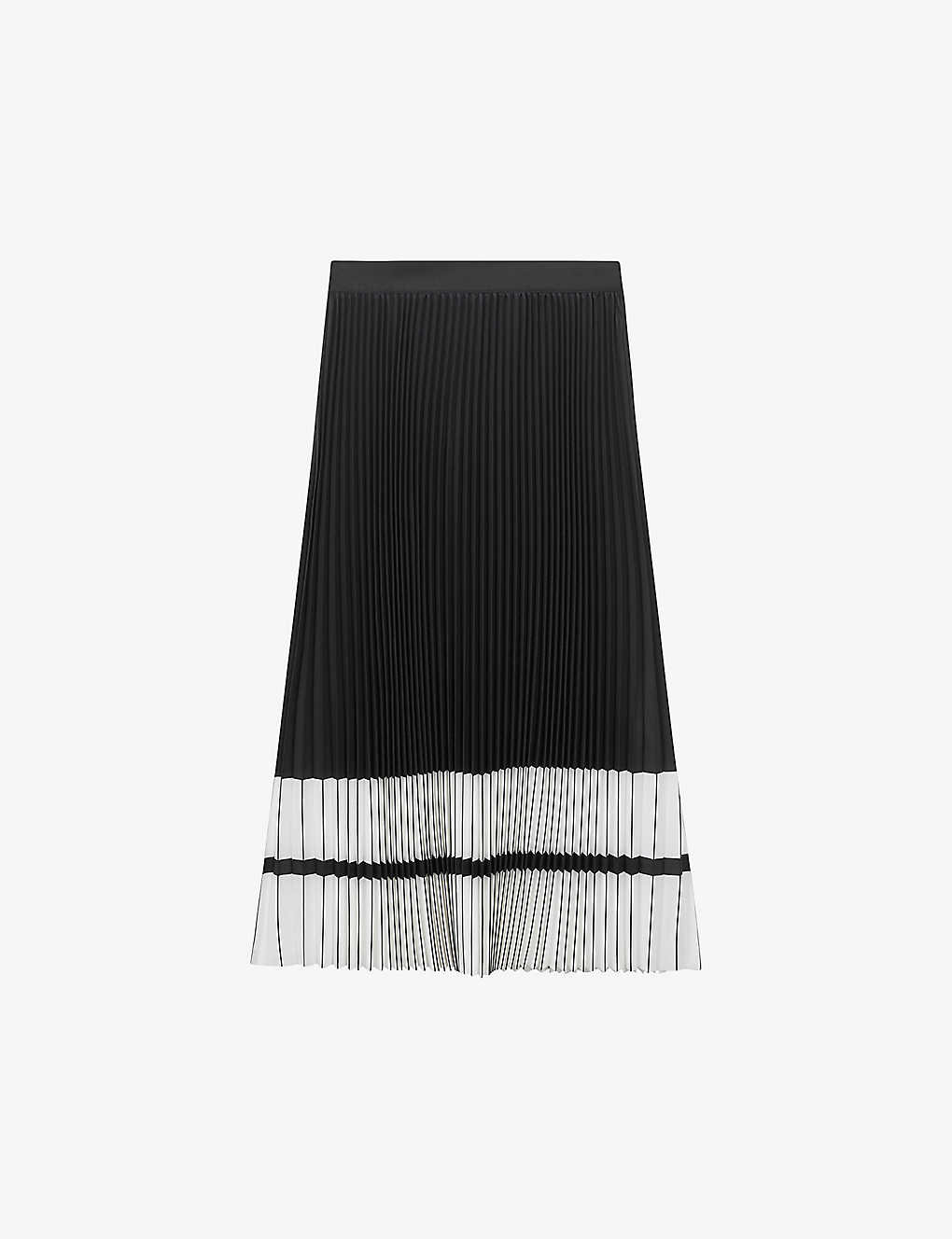 Shop Reiss Marie Pleated Woven Midi Skirt In Monochrome