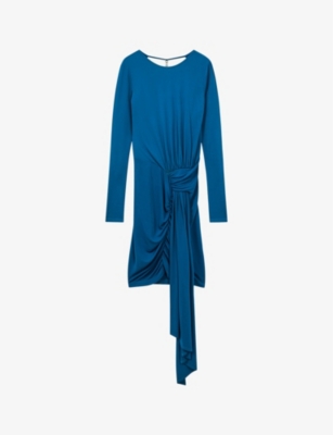 Shop Reiss Women's Teal Isadora Embellished-chain Jersey Mini Dress