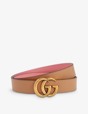 GG Marmont reversible belt in beige and pink leather