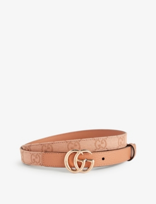 Gucci Womens Pink Logo-buckle Leather Belt In Cloche Ro.pink/cl.ro