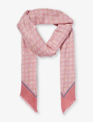 Neutral GG Supreme-jacquard horsebit-print silk scarf