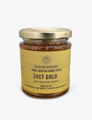 CONDIMENTS & PRESERVES: Pure Gold 24ct edible-gold-leaf infused honey 227g