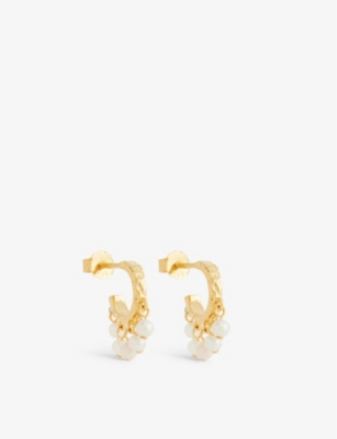 Shop Enamel Copenhagen Astrid 18ct Gold-plated 925 Sterling-silver Hoop Earrings In Pearl