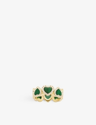 APM MONACO Malachite heart 18ct yellow gold plated metal alloy