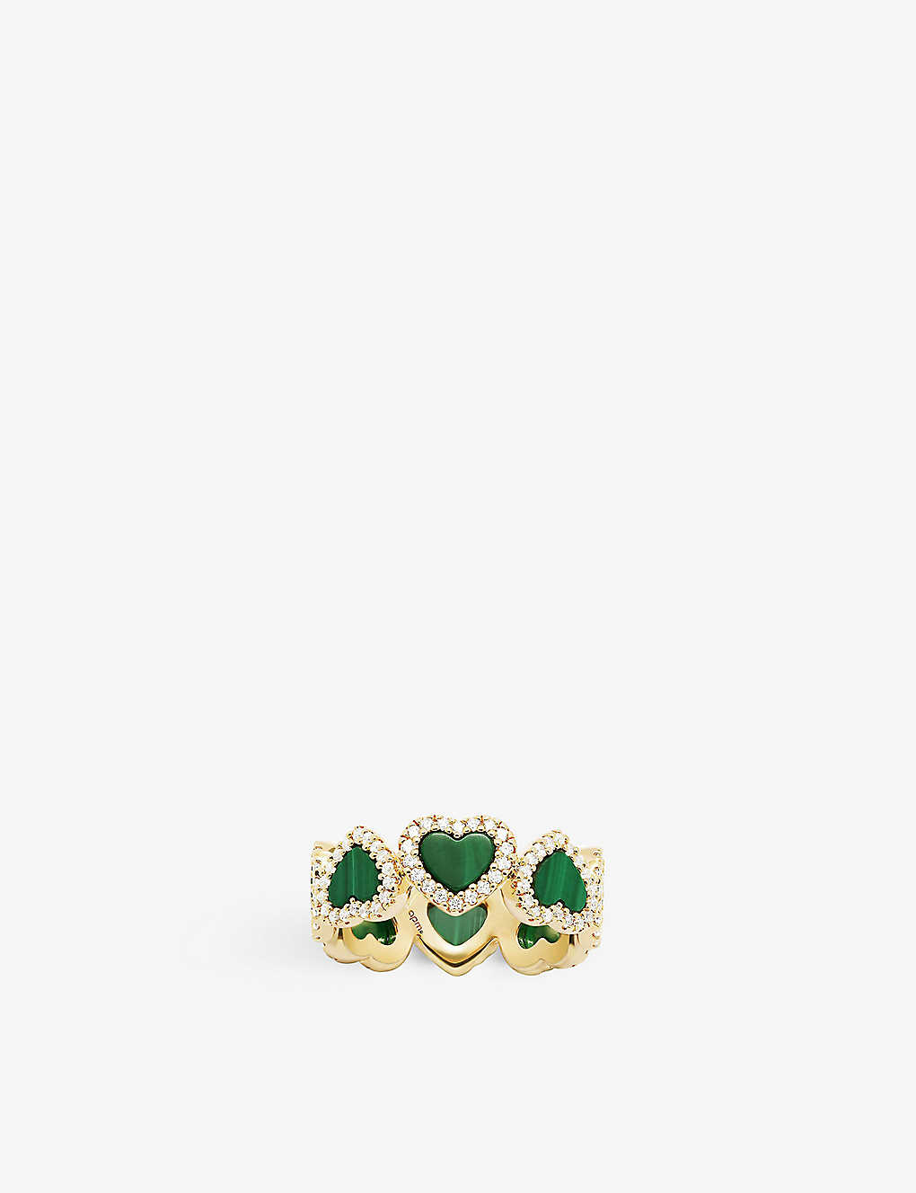 Apm Monaco Womens Yellow Gold Malachite Heart 18ct Yellow Gold-plated Metal Alloy And Zirconia Ring