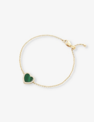 APM MONACO Malachite heart 18ct yellow gold plated metal alloy