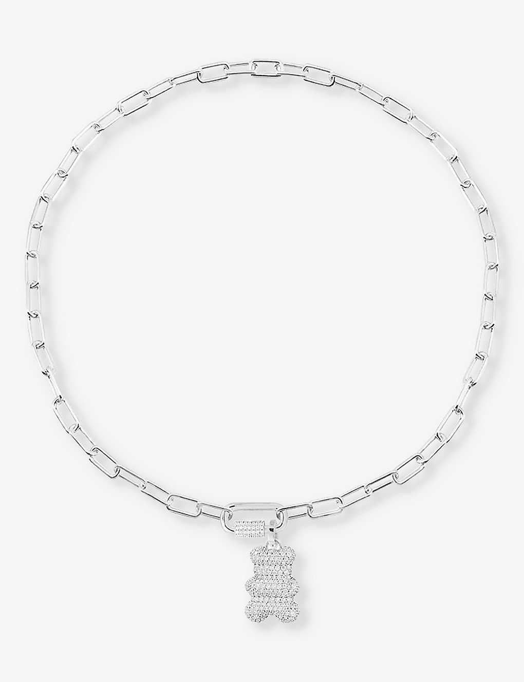 Apm Monaco Womens Silver Snow Yummy Bear Sterling-silver And Zirconia Clip-pendant Chain Necklace