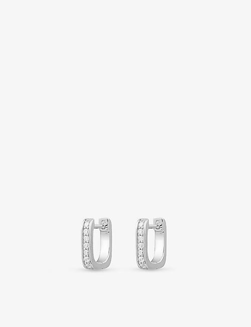 APM MONACO: Sterling-silver and white-zirconia mini rectangle earrings