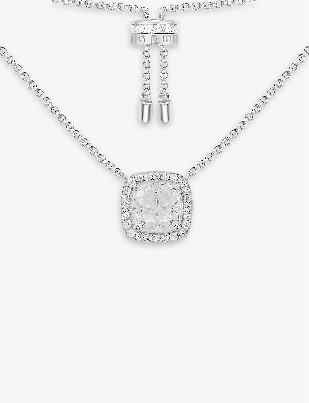 Apm Monaco Womens Silver Lumiere Adjustable Sterling-silver And Zirconia Pendant Necklace