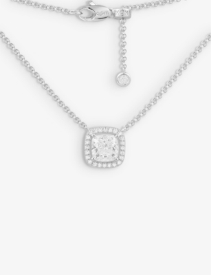 APM MONACO Square sterling silver and cubic zirconia pendant